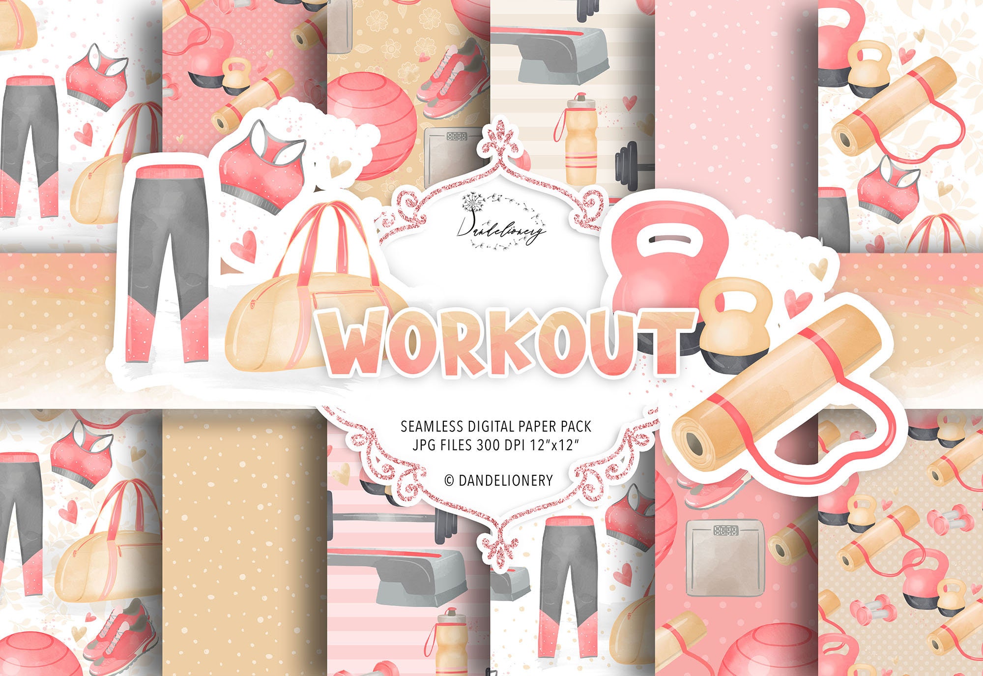 Pink Fitness Watercolour Clipart, 22 Transparent PNG 300 Dpi Cute Gym  Equipment, Pastel Exercise, Workout, Digital Download, Commercial Use 