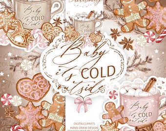 Gingerbread Watercolor Clipart, Christmas Clipart, Cute Gingerbread, Christmas Cookies, Christmas Sweets, Cute Christmas