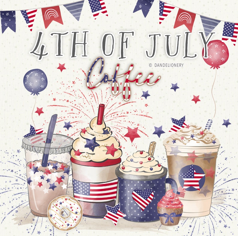 4th of July Coffee Independence Design USA Coffee Latte Etsy