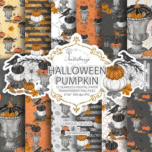 Happy Halloween digital paper pack, Cute Halloween pattern, Halloween Planner, Halloween Pumpkin, boo, Halloween Elements