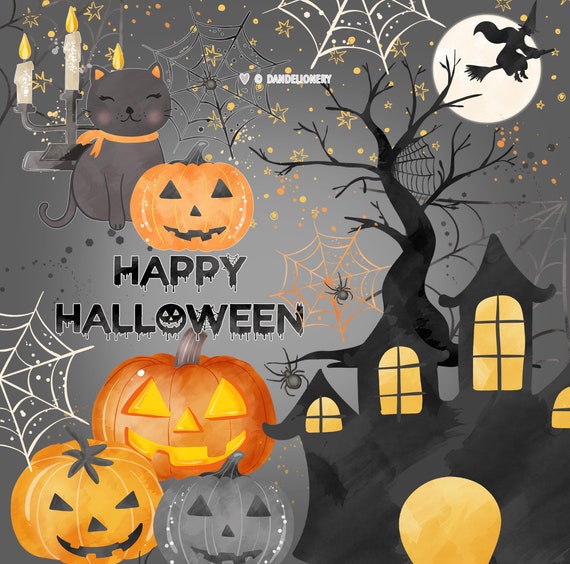 Happy Halloween Design Cute Halloween Clipart Halloween - Etsy UK