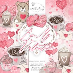 Be My Valentine diseño, Floral box heart, Flower Clip Art, lindo oso, Peonía, rosas, floral, bouquet, café, carta de amor, diseño romántico