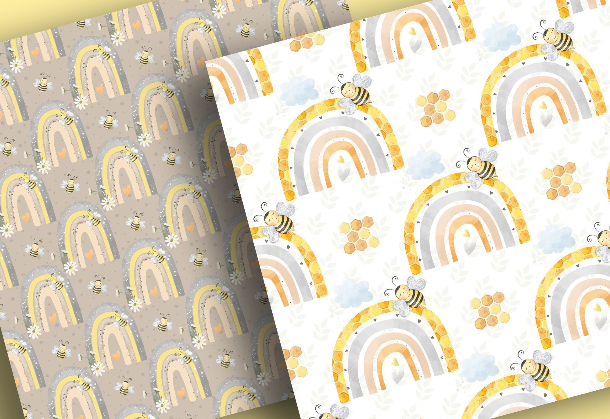 Watercolor Bumble Bee Digital Paper Pack Ladybug Rainbow - Etsy UK