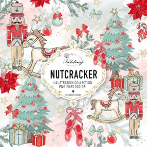Design de quebra-nozes de Natal, árvore de Natal, poinsétia, clipart de natal, árvore verde, floresta, feriado, estrela, inverno, balé