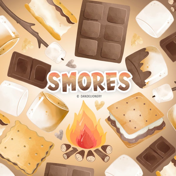 Smores Design, Smores ClipArt, Camping Essen Clipart, Marshmallows, Schokolade Clipart, Cracker, Lagerfeuer