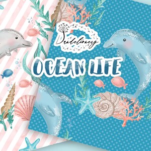 Watercolor Ocean Life Digital Paper Pack, Sea Animals Download, Instant ...
