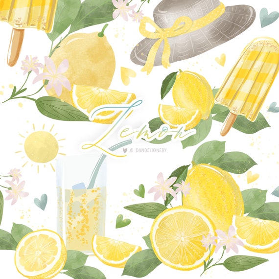 Cute lemon seamless pattern Lemon and lemon slice on white background Can  be used for wallpaper fabric wrapping paper or decoration Vector hand  drawn illustration Stock Vector  Adobe Stock