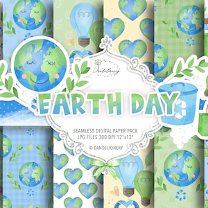 Aquarel Earth Day digitale papieren verpakking, Aquarel Recycling patroon, Earth Day papier, Eco Friendly, groene bladeren