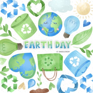 Aquarell Earth Day Design, Aquarell Recycling Clipart, Earth Day Clipart, Umweltfreundlich, grüne Blätter