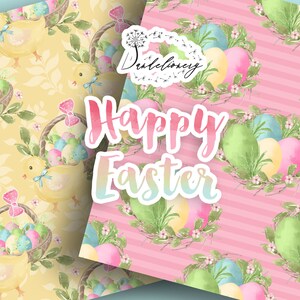 Cute Easter Digital Paper Pack, Garden, Flower Pattern, Hand Drawn ...