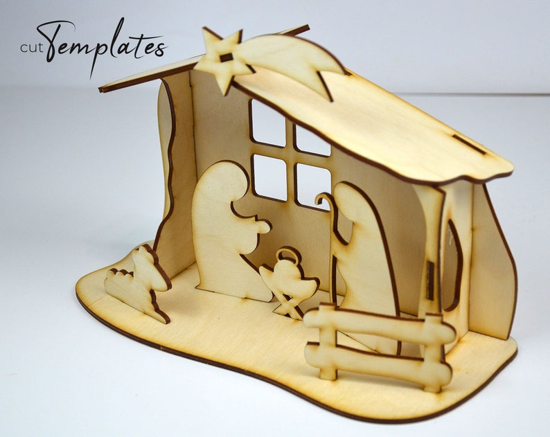 Download Wood Christmas Manger Nativity Scene File for Laser Cut ...