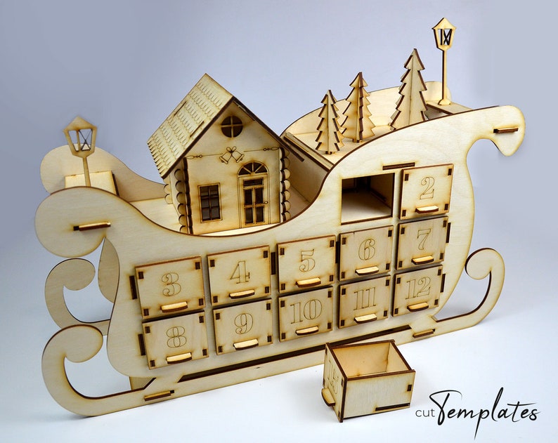 File for Laser Cut Christmas Advent Calendar Template SVG PDF Etsy