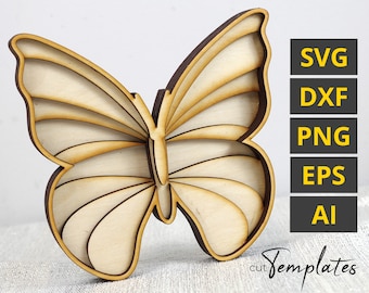 Laser Cut Template Multilayer Mandala Butterfly Vector plans. cut Templates