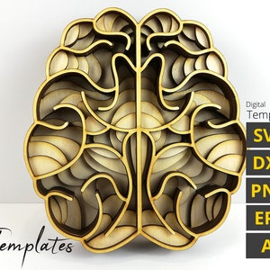 Files for laser cutting Multilayer Mandala Beautiful Brain Vector plans. cut Templates