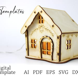 File for Laser Cut Woden Christmas House Template. CutTemplates