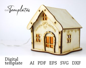 File for Laser Cut Woden Christmas House Template. CutTemplates