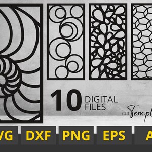 10 Svg Dxf Eps Cut Templates Digital Panel Laser Cutting, CNC cutting silhouette