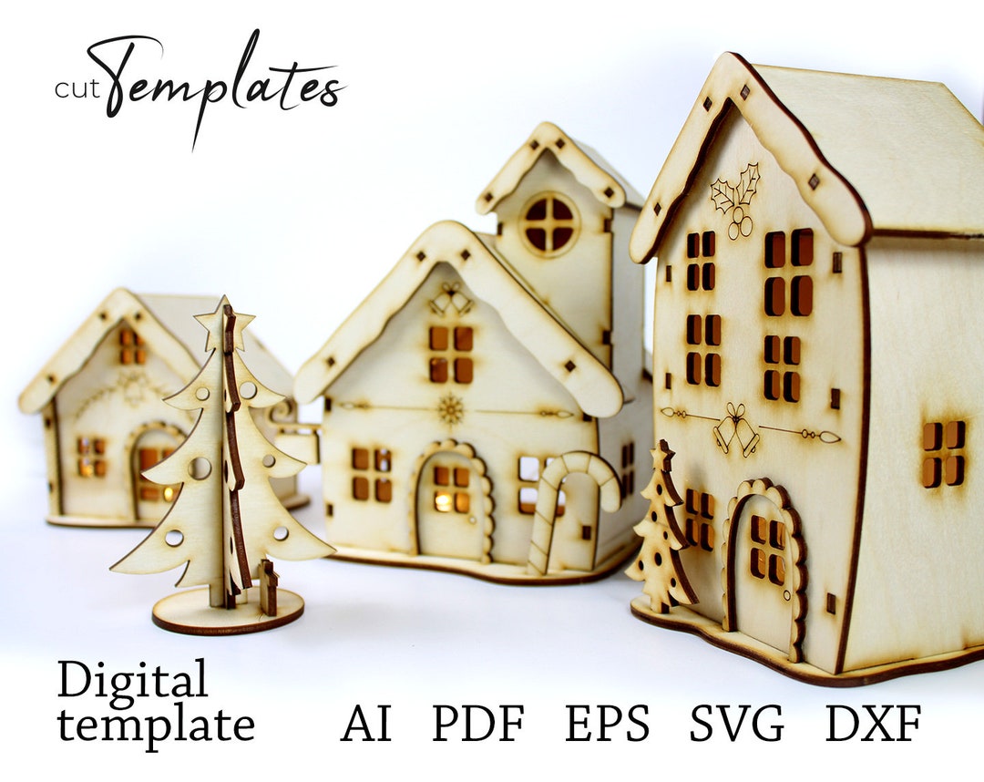 File for Laser Cut Santa's Christmas Village Template . Cuttemplates - Etsy