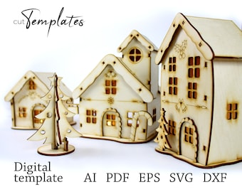 File for Laser Cut Santa's Christmas Village Template . CutTemplates