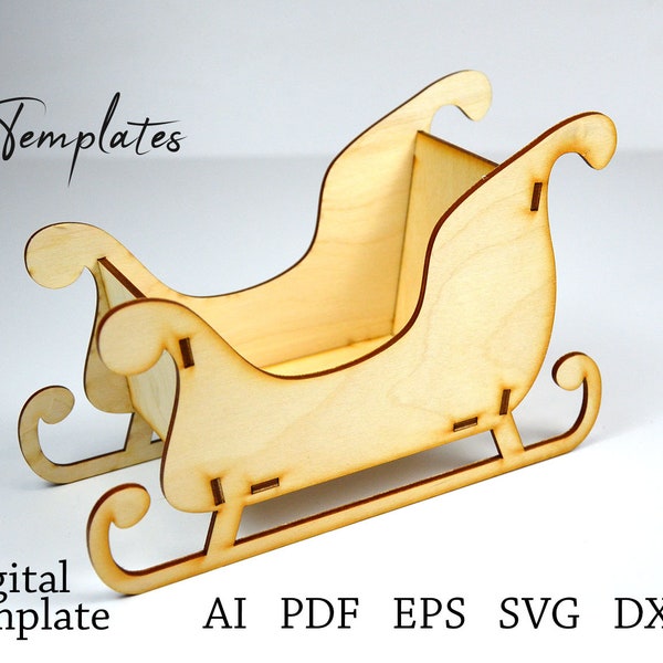 Fichier pour Laser Cut 3mm Christmas Santa sleigh Vector Template File AI SVG EPS. Couper les modèles