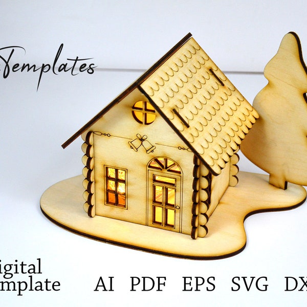 File for Laser Cut Woden Christmas House Template. CutTemplates