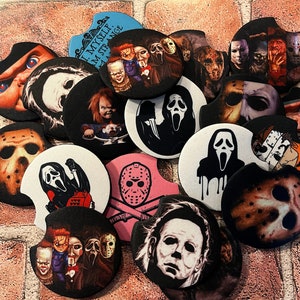 Horror Movie Killer Car Coasters, Mix & Match, Horror Movie, Michael, Jason, Chucky, IT, GhostFace