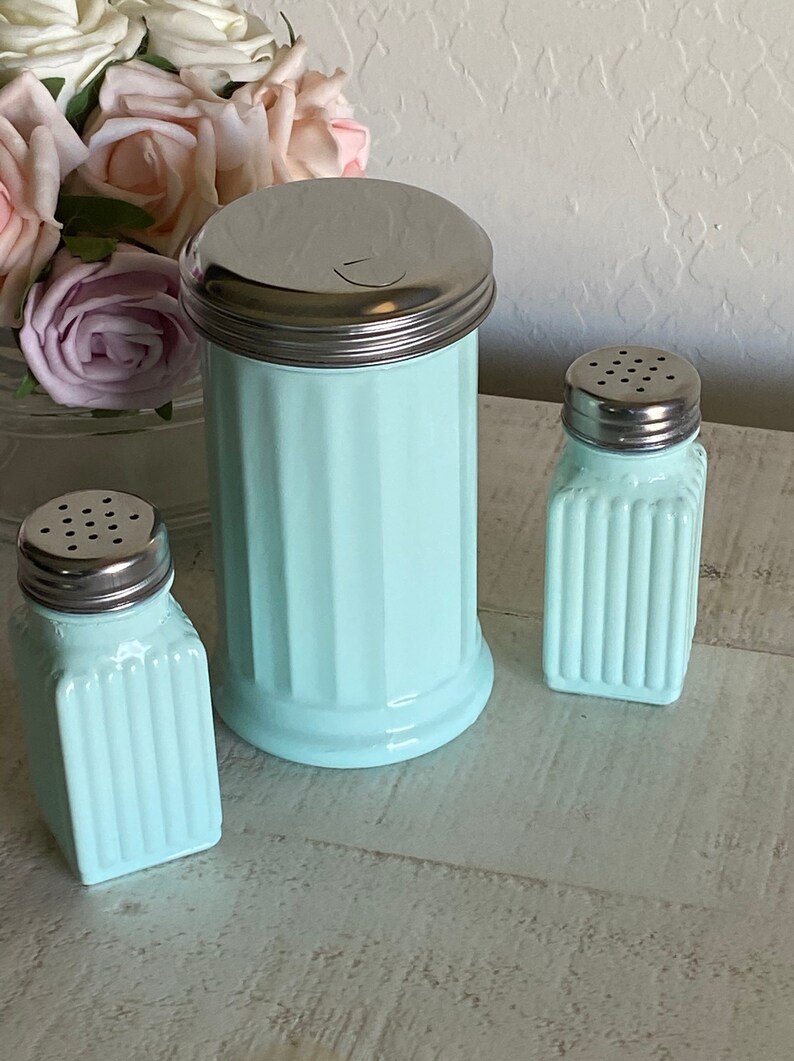 Retro Salt and Pepper Shakers with Sugar Dispenser Set Retro Etsy