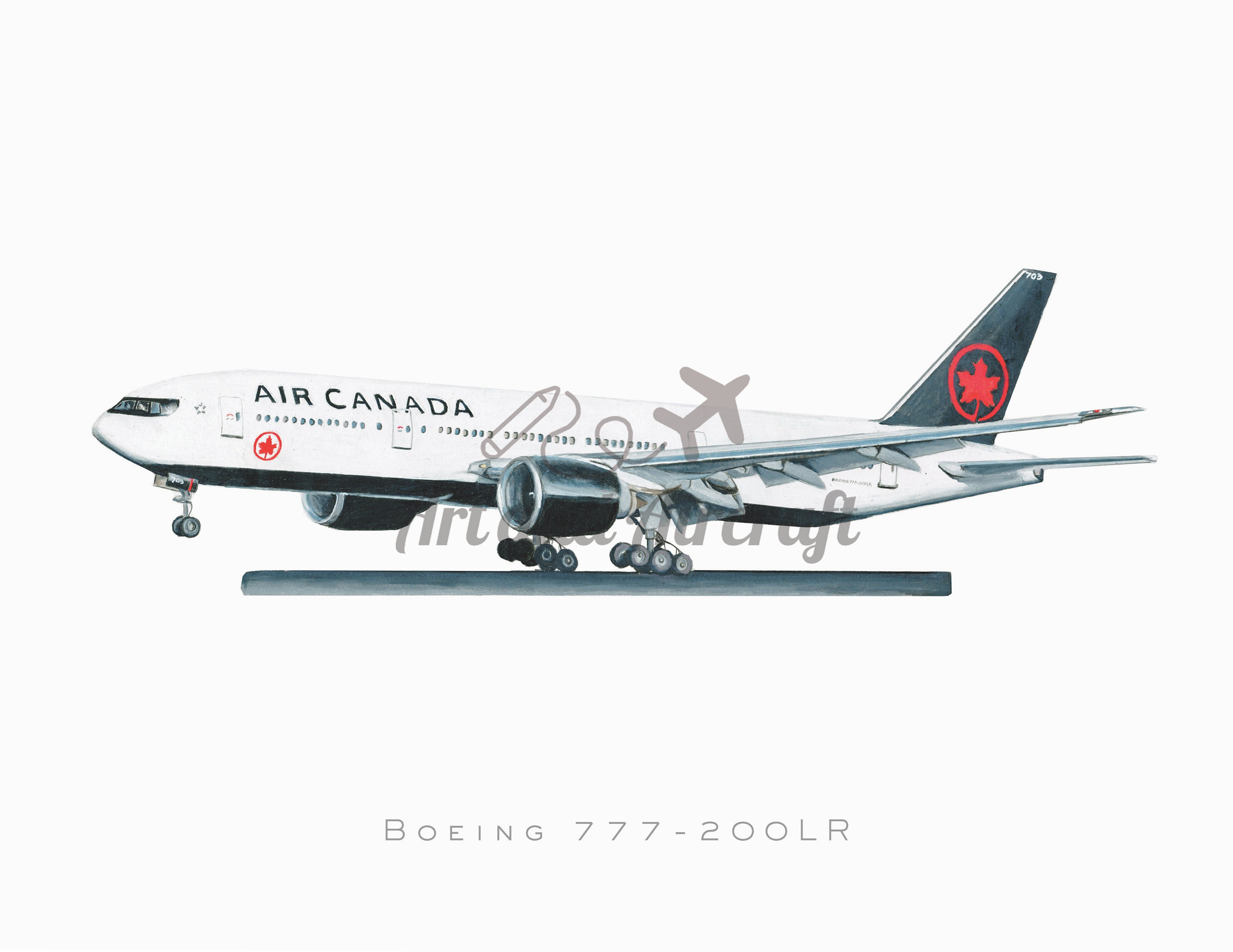 Air Canada Boeing 777 Drawing Art Print Etsy