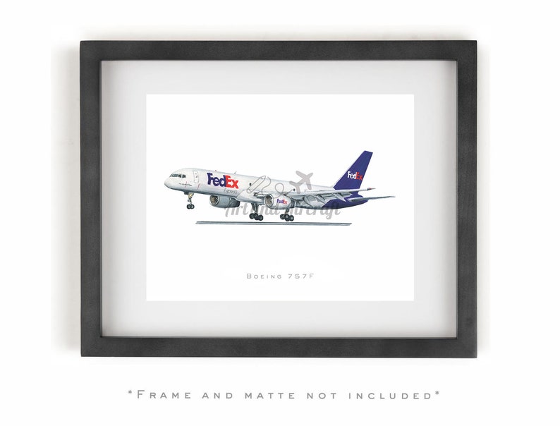 Fedex Boeing 757 Drawing Art Print Etsy