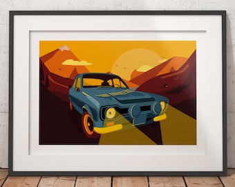 FORD Escort mk1 RS-FINE ART PRINT Taglia a3-rs2000 RS Messico /& Modelli rs1600