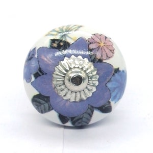 Ceramic Round Shape Digital Print Multi Color Floral Design Ceramic knobs / Ceramic Drawer Pulls / Cabinet Knobs / Round Dresser Knobs