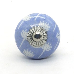 Blue and White Flower Printed Pattern Hand Painted Ceramic knobs / Ceramic Drawer Pulls / Cabinet Knobs/ Kitchen Cabinet Door Handles