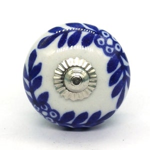 Large round shape Crater Knob, WHITE And Blue Artistic Cabinet Knob and Furniture Hardware, Decorative Handles, Dresser Knob