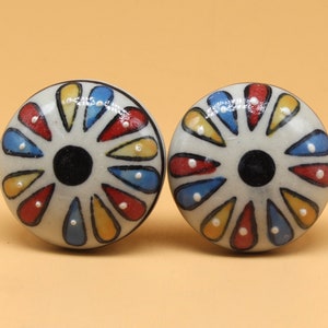 Brilliantly Hand Painted Ceramic knobs / Ceramic Drawer Pulls / Cabinet Knobs/ Kitchen Cabinet Door Handles / Cupboard Knobs