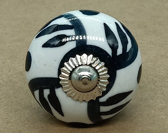 White And Black Knob Round shape Hand painted ceramic knob, Decorative Ceramic knob,drawer pull