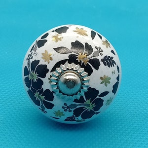 Premium Quality Black and Golden Round Shape Ceramic Knobs for Expensive Cabinets / High Grade Hand Painted Knobs