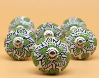 Brilliantly Hand Painted Ceramic knobs / Ceramic Drawer Pulls / Cabinet Knobs/ Kitchen Cabinet Door Handles / Cupboard Knobs