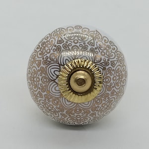 Premium Quality White and Golden Round Shape Ceramic Knobs for Expensive Cabinets / High Grade Hand Painted Knobs