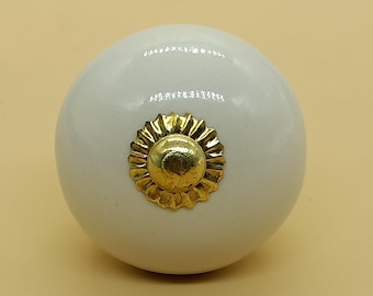Boutons en céramique peints à la main antiques de forme ronde de crème / tires de tiroir en céramique / boutons d’armoire/ boutons d’armoire/ boutons d’armoire de cuisine