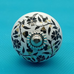 Premium Quality Black and Golden Round Shape Ceramic Knobs for Expensive Cabinets / High Grade Hand Painted Knobs