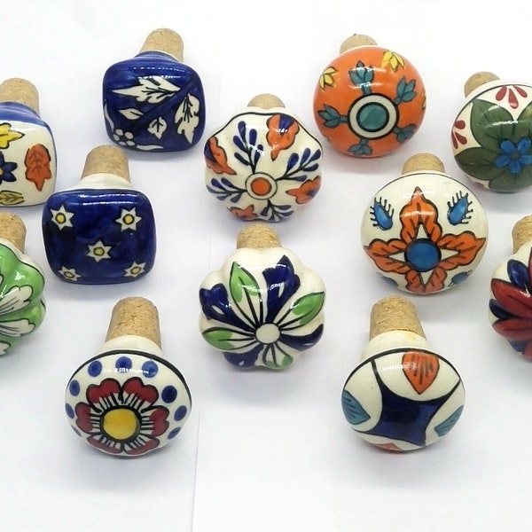 Mixed Designs Ceramic Hand Painted Assorted Wine Bottle Stopper / Bottle Stopper / Bottle Tops  / Glass Bottle Stoppers