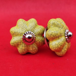 Flower Shape Lemon Yellow Hand Painted Ceramic Knob, Hand Painted Ceramic Knob, Decorative Ceramic knob,drawer pull