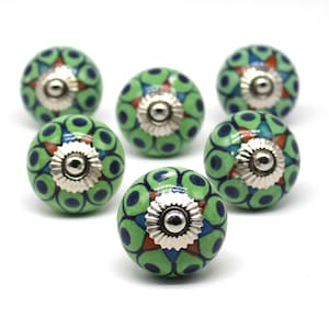 Round Ceramic Hand Painted knobs, Drawer pulls, Cabinet knobs, Kitchen Cupboard Handles