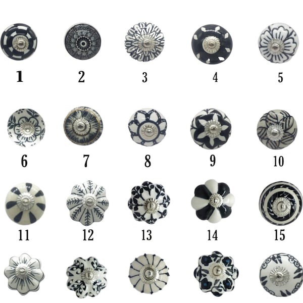 Specially Picked Black and White Knobs as Per your Choice /Furniture door knobs/ Stunning Ceramic Knobs/ Instant Makeover To Old Furniture