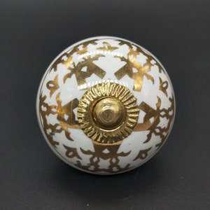 Premium Quality White and Golden Round Shape Ceramic Knobs for Expensive Cabinets / High Grade Hand Painted Knobs
