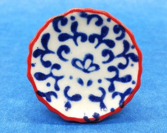 Floral designer Hand Painted White and Blue Keramische knoppen / Keramische lade trekt / Kast Knoppen / Keukenkast deurgrepen / Kast Knoppen