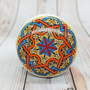 Premium-Qualität Multi Color auf weißem Sockel flachkopf Runde Form Keramik Knöpfe für teure Schränke / High Grade handbemalt E-Knauf