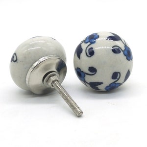 Floral Blue and white Round shape Hand painted ceramic knob, Hand painted ceramic knob,Decorative Ceramic knob,drawer pull