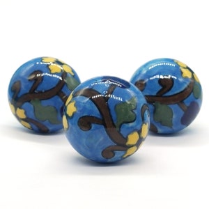 Multi Color Floral Round Shape Hand Painted Ceramic knobs / Ceramic Drawer Pulls / Cabinet Knobs/ Kitchen Cabinet Door Handles
