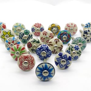 1 Inch Diameter Assorted round shape 3 CM Crater Knob, Small multi color Artistic Cabinet Knobs and Furniture Hardware, Decorative Handles